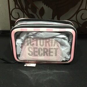 Victoria's Secret Pink and Black Clear Cosmetic Travel Pouch